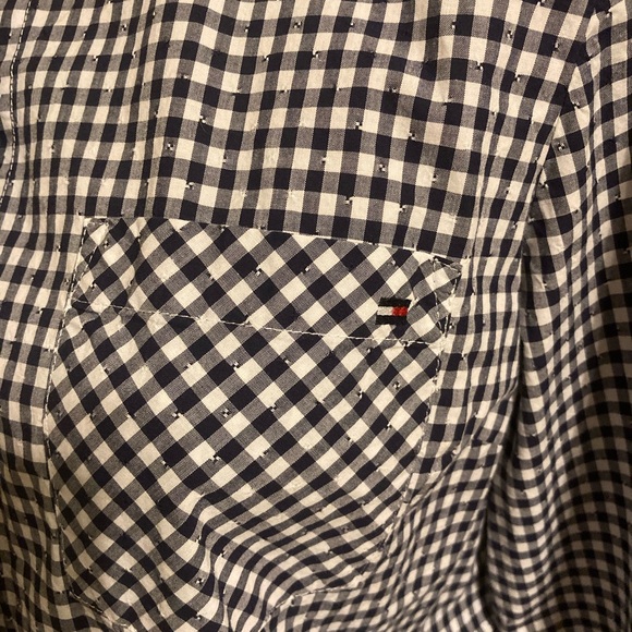 Tommy Hilfiger Navy/white check blouse size Medium - Picture 2 of 7